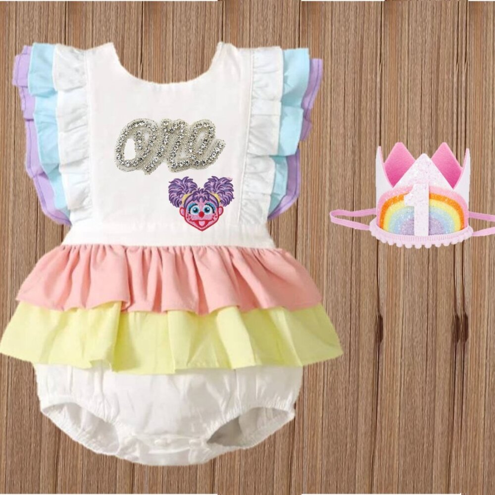 Abby Cadabby Dress Sesame Street Sunsuit Jumpsuit Romper First Birthday Outfit